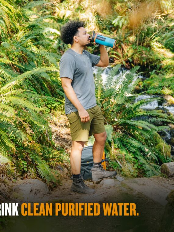 GRAYL GeoPress 24 oz Water Purifier Bottle, Bali Blue - Ideal for Hiking, Camping, Travel, and Emergency Use