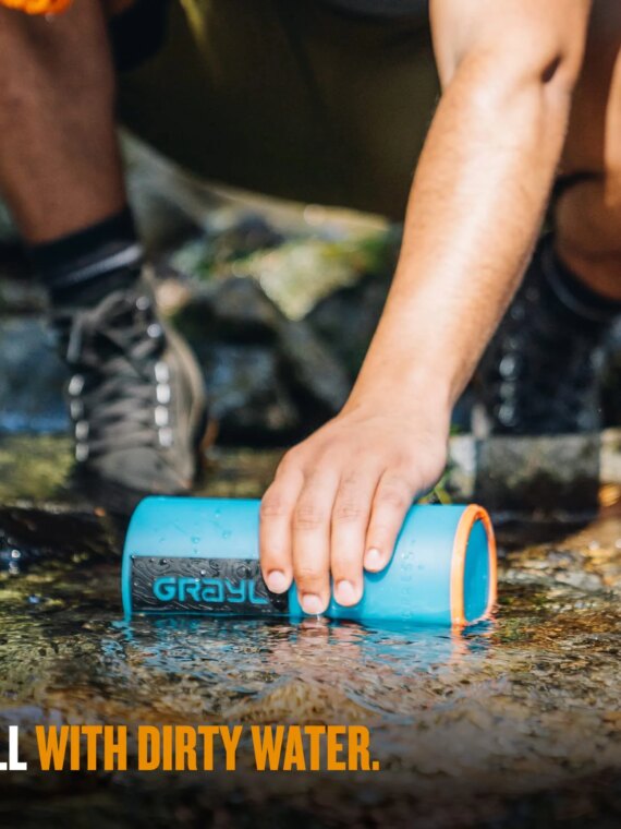 GRAYL GeoPress 24 oz Water Purifier Bottle, Bali Blue - Ideal for Hiking, Camping, Travel, and Emergency Use