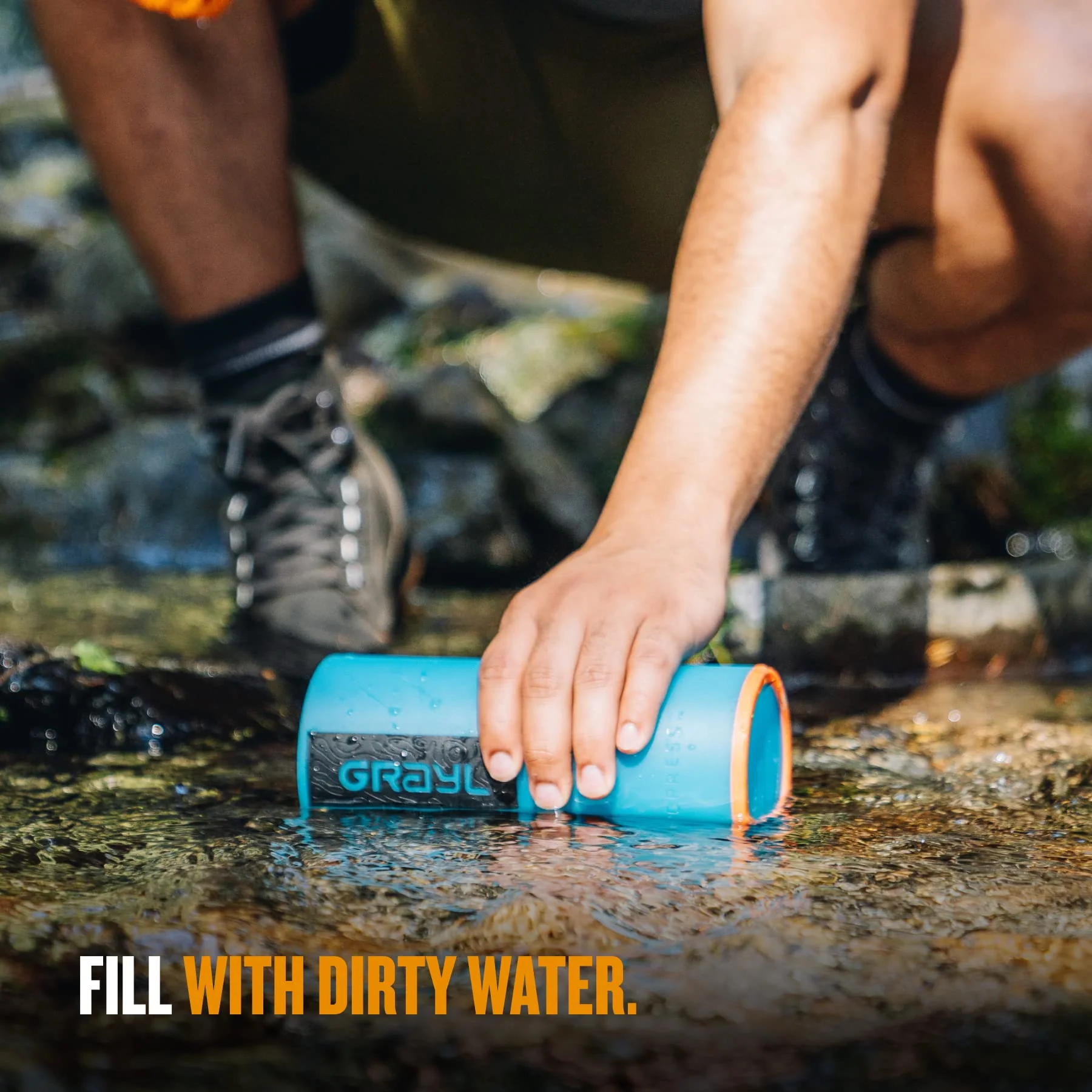 GRAYL GeoPress 24 oz Water Purifier Bottle, Bali Blue - Ideal for Hiking, Camping, Travel, and Emergency Use