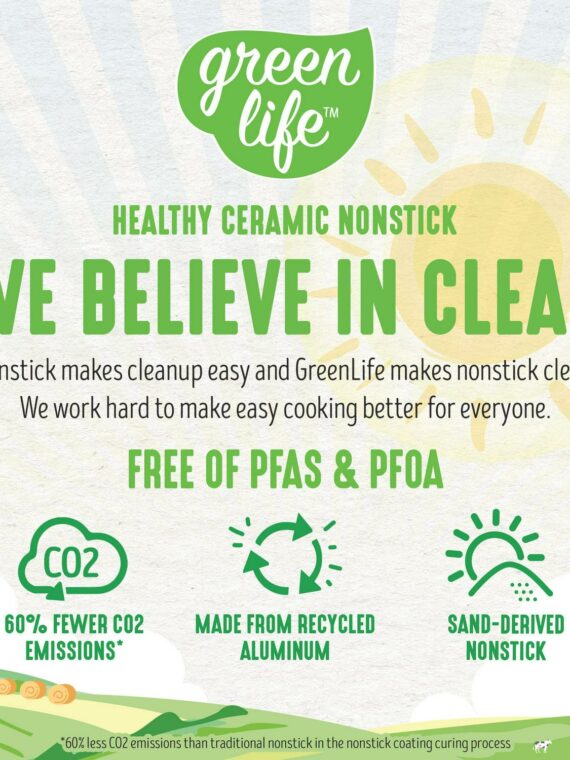 GreenLife 18-Piece Ceramic Non-Stick Cookware Set, Yellow - Toxin-Free, Dishwasher Safe