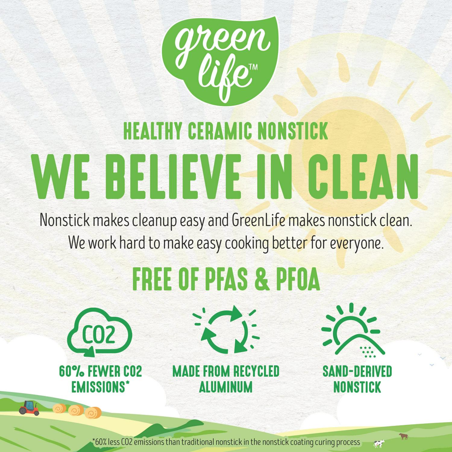 GreenLife 18-Piece Ceramic Non-Stick Cookware Set, Yellow - Toxin-Free, Dishwasher Safe