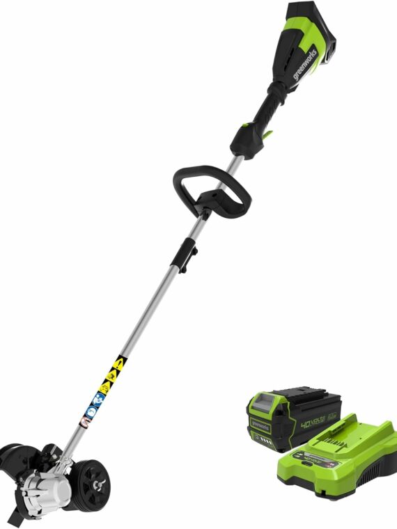 Greenworks 40V Brushless Edger with 8" Blade, 4.0Ah USB Battery & Charger