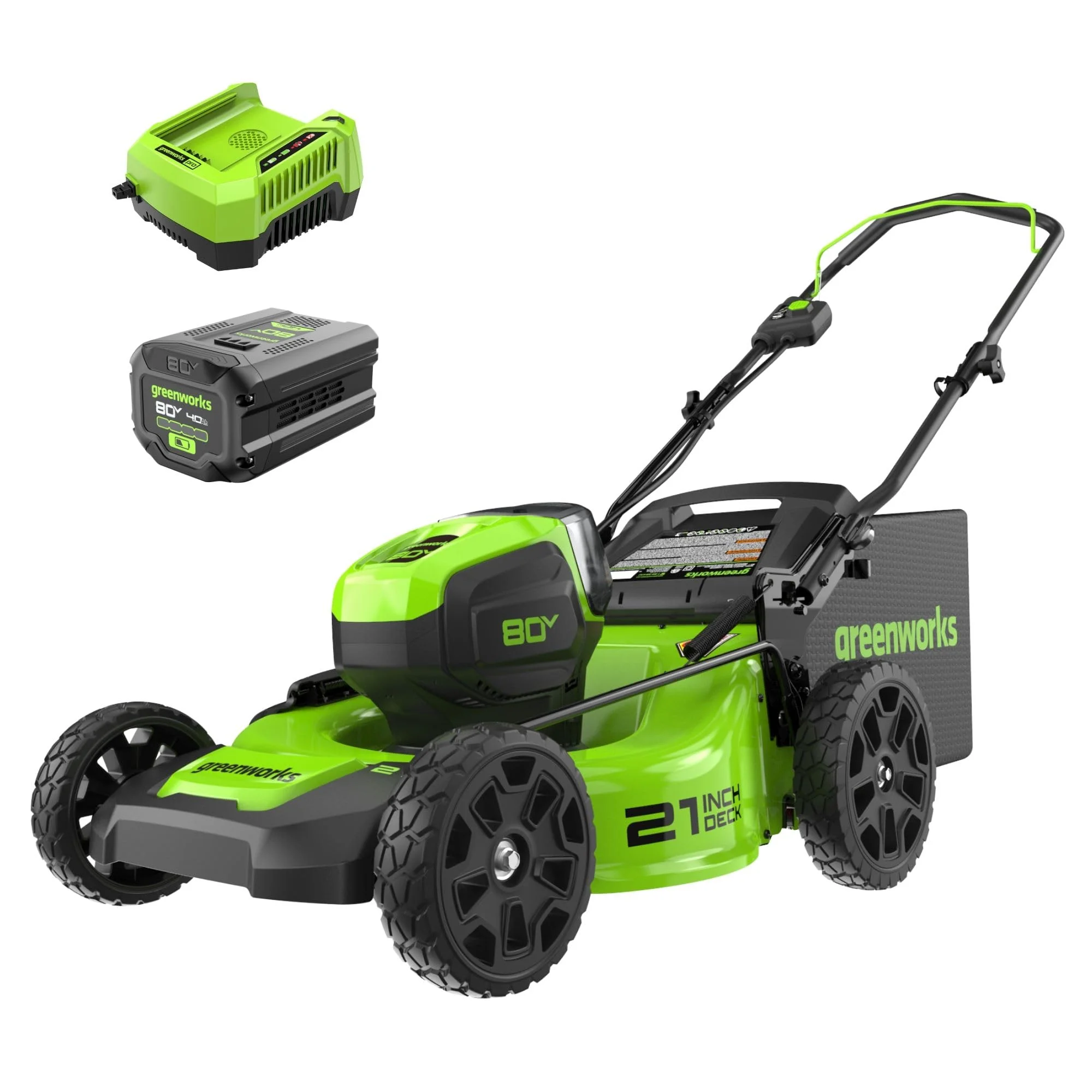 Greenworks 80V Brushless Cordless Lawn Mower, 21" Deck, 60 Min Run-Time, 3-in-1 Functionality
