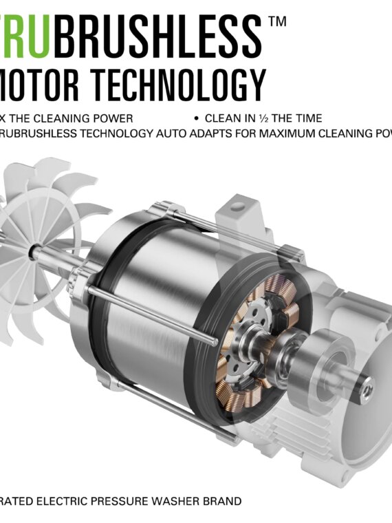 Greenworks TruBrushless 3000 PSI Electric Pressure Washer, PWMA Certified, JettFlow Tech, Heavy-Duty Design