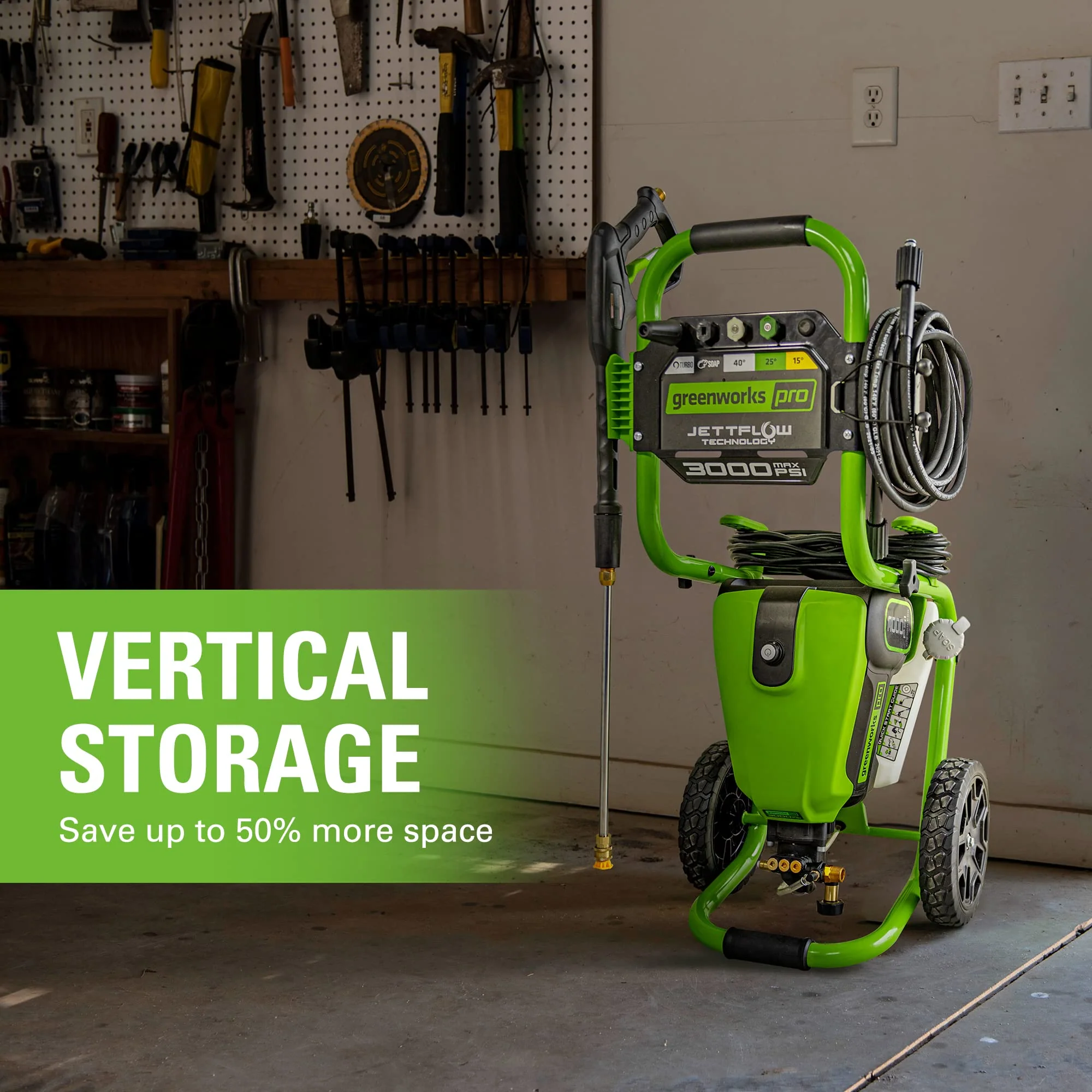 Greenworks TruBrushless 3000 PSI Electric Pressure Washer, PWMA Certified, JettFlow Tech, Heavy-Duty Design
