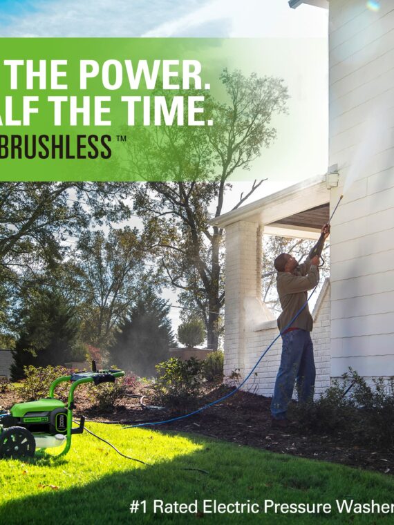 Greenworks TruBrushless 3000 PSI Electric Pressure Washer, PWMA Certified, JettFlow Tech, Heavy-Duty Design