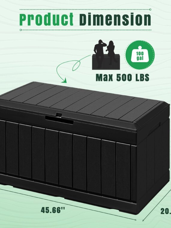 Greesum 82 Gallon Resin Deck Box - Large Weatherproof Outdoor Storage Seat & Table