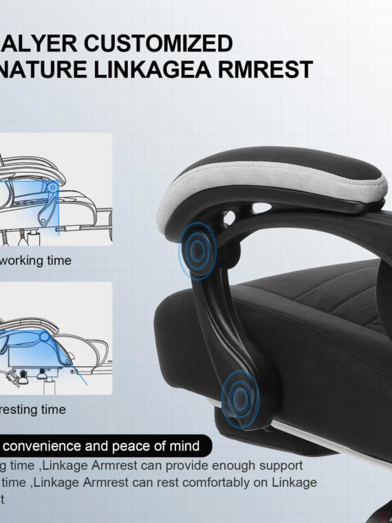 GTPLAYER Ergonomic Gaming Chair with Breathable Fabric, Adjustable Recliner & Armrests for Home Office