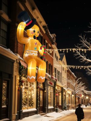 GUDELAK 10FT Gingerbread Christmas Inflatable Decoration with LED Lights, Easy Setup, Durable Outdoor Yard Lawn Decor
