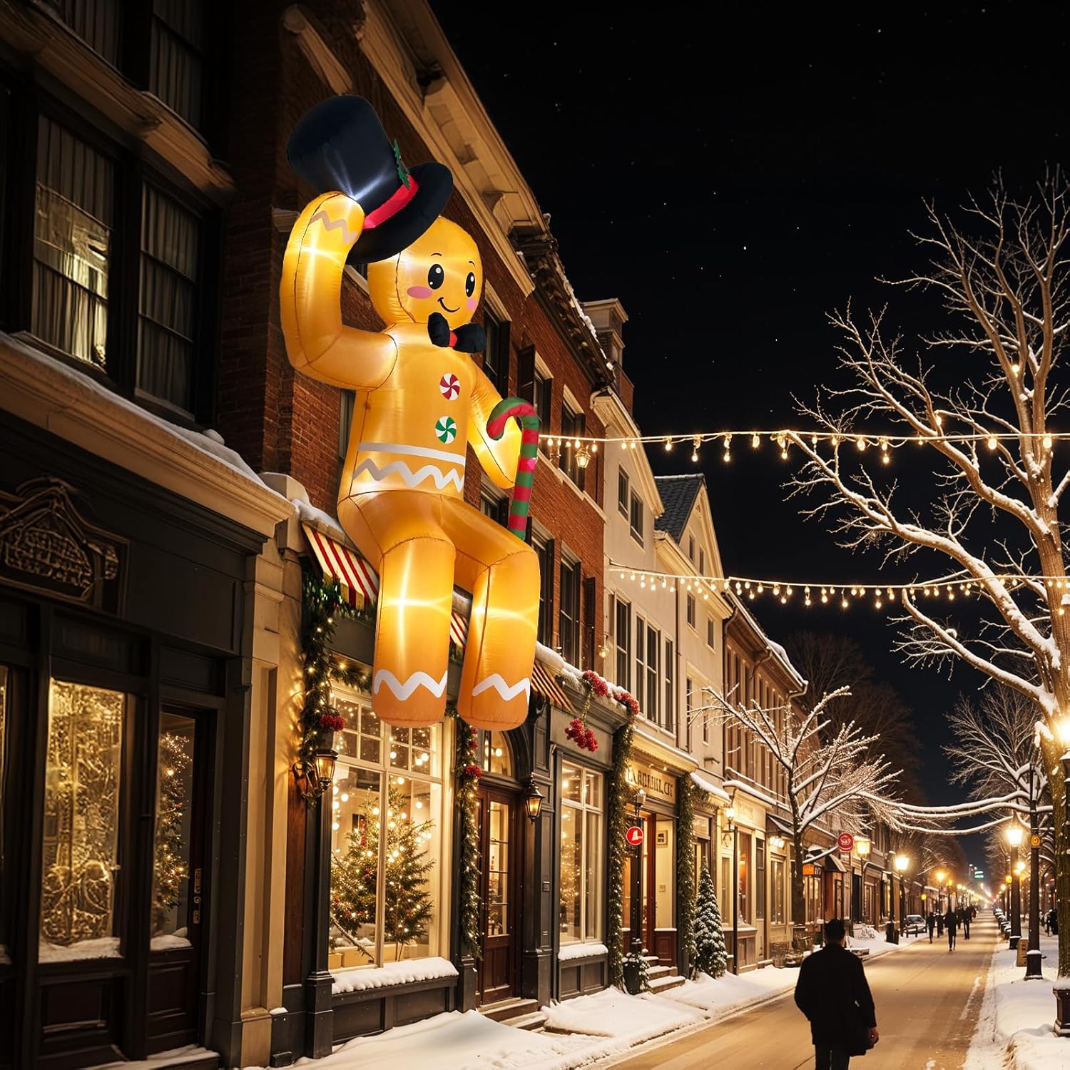 GUDELAK 10FT Gingerbread Christmas Inflatable Decoration with LED Lights, Easy Setup, Durable Outdoor Yard Lawn Decor