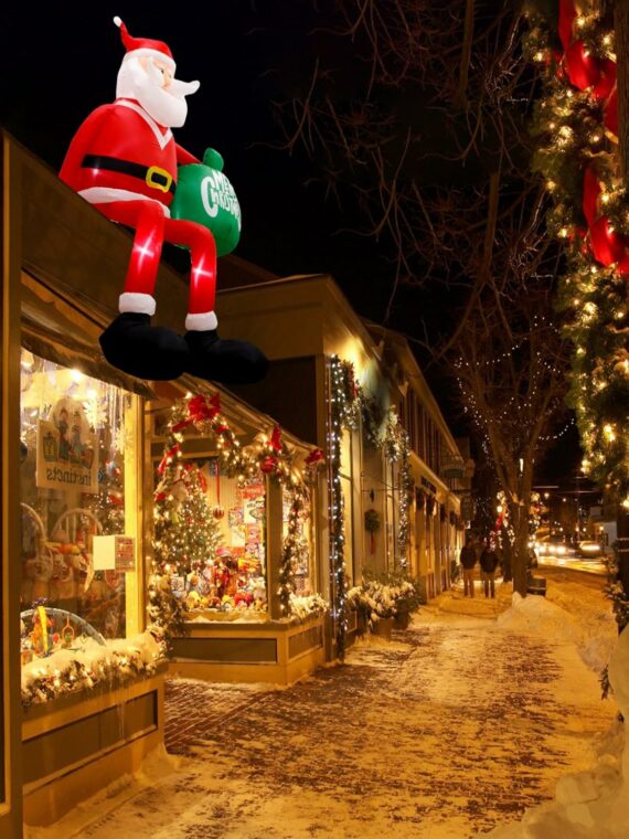 GUDELAK 8FT Christmas Inflatable Santa with LED Lights, Weather-Resistant Yard Decoration