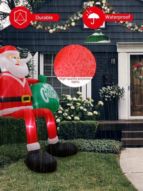GUDELAK 8FT Christmas Inflatable Santa with LED Lights, Weather-Resistant Yard Decoration