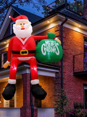 GUDELAK 8FT Christmas Inflatable Santa with LED Lights, Weather-Resistant Yard Decoration