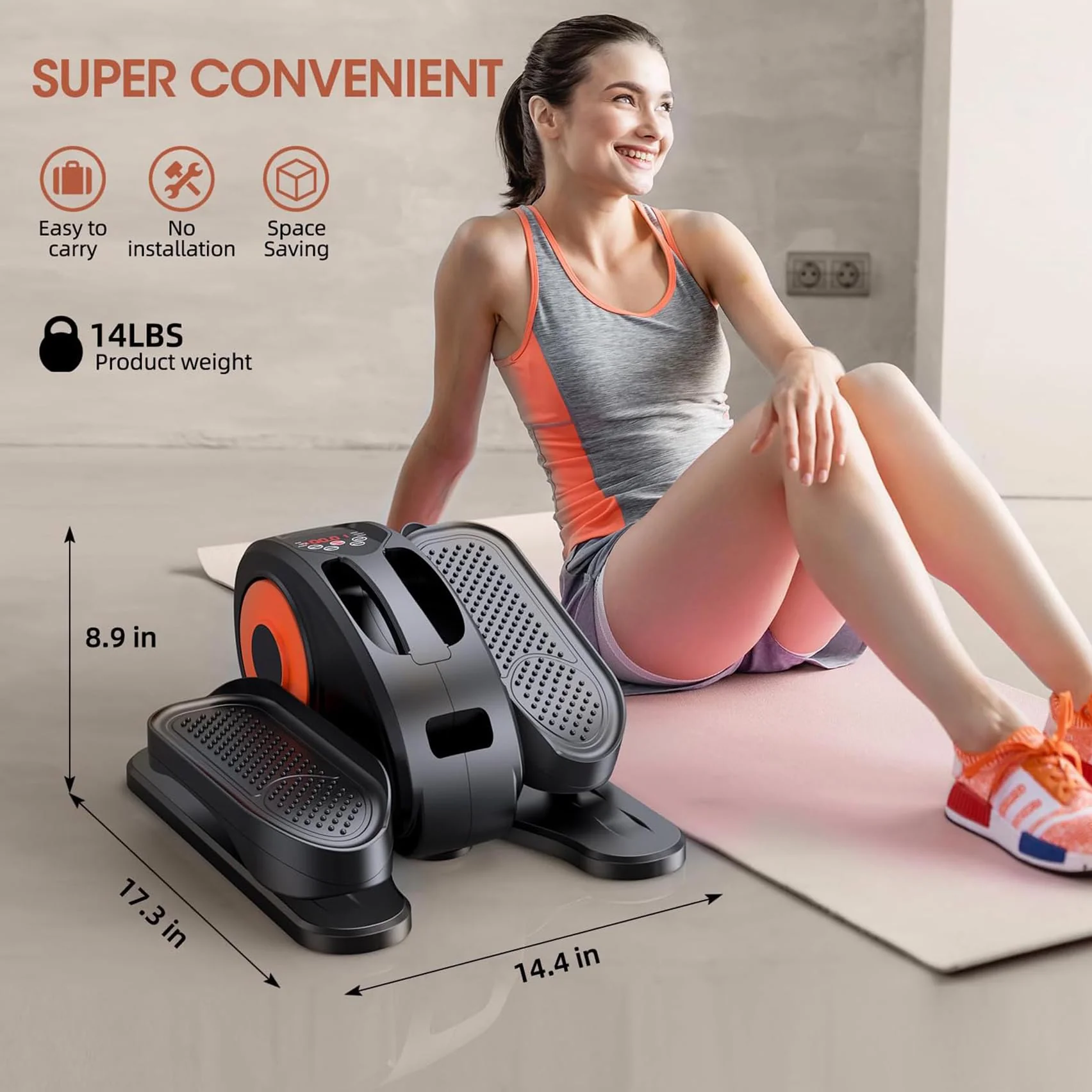 GUGTTR Electric Under Desk Elliptical, Seated Pedal Exerciser with Magnetic Resistance, Compact & Quiet for Office & Seniors