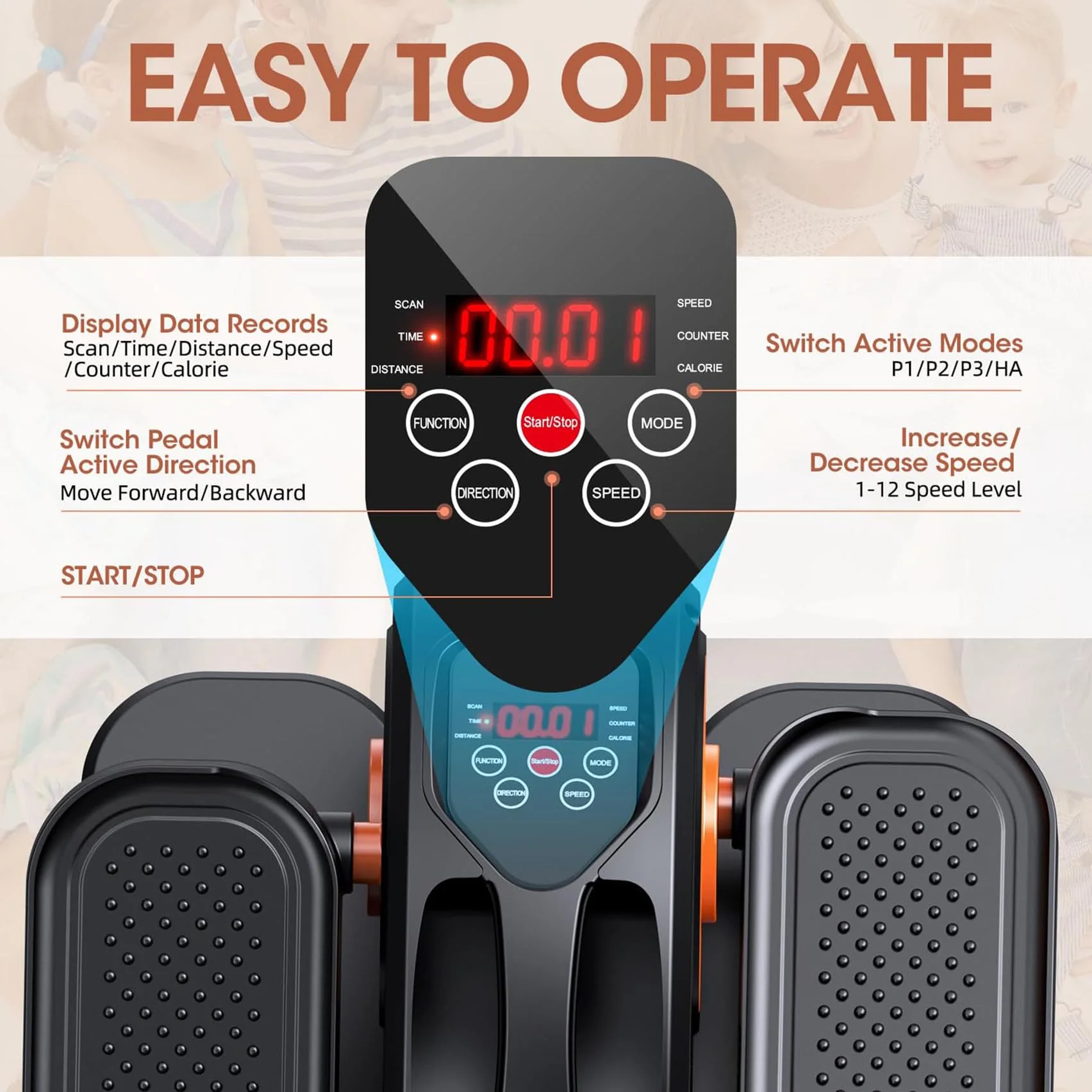 GUGTTR Under Desk Elliptical, Electric Seated Pedal Exerciser, Compact & Quiet, 2-in-1 Modes, No Installation, Ideal for Office & Seniors