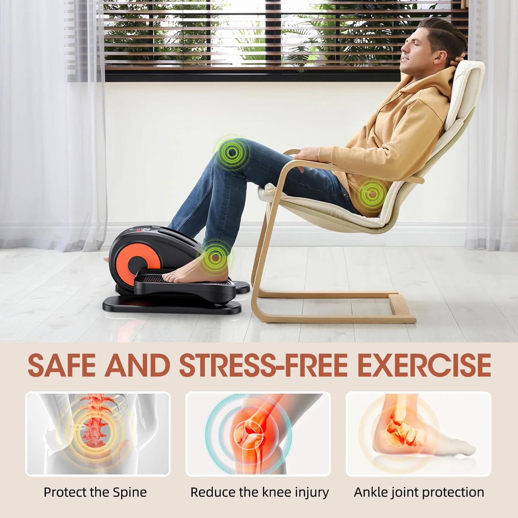 GUGTTR Under Desk Elliptical, Electric Seated Pedal Exerciser, Compact & Quiet, 2-in-1 Modes, No Installation, Ideal for Office & Seniors