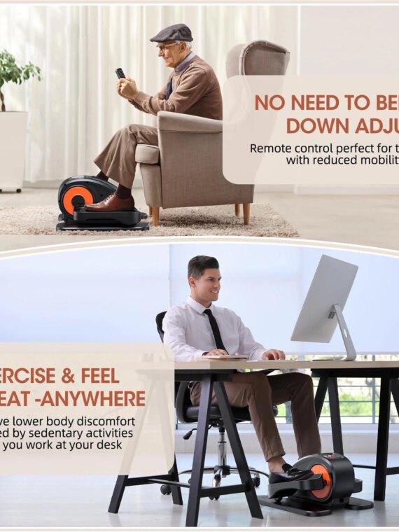 GUGTTR Under Desk Elliptical, Electric Seated Pedal Exerciser, Compact & Quiet, 2-in-1 Modes, No Installation, Ideal for Office & Seniors