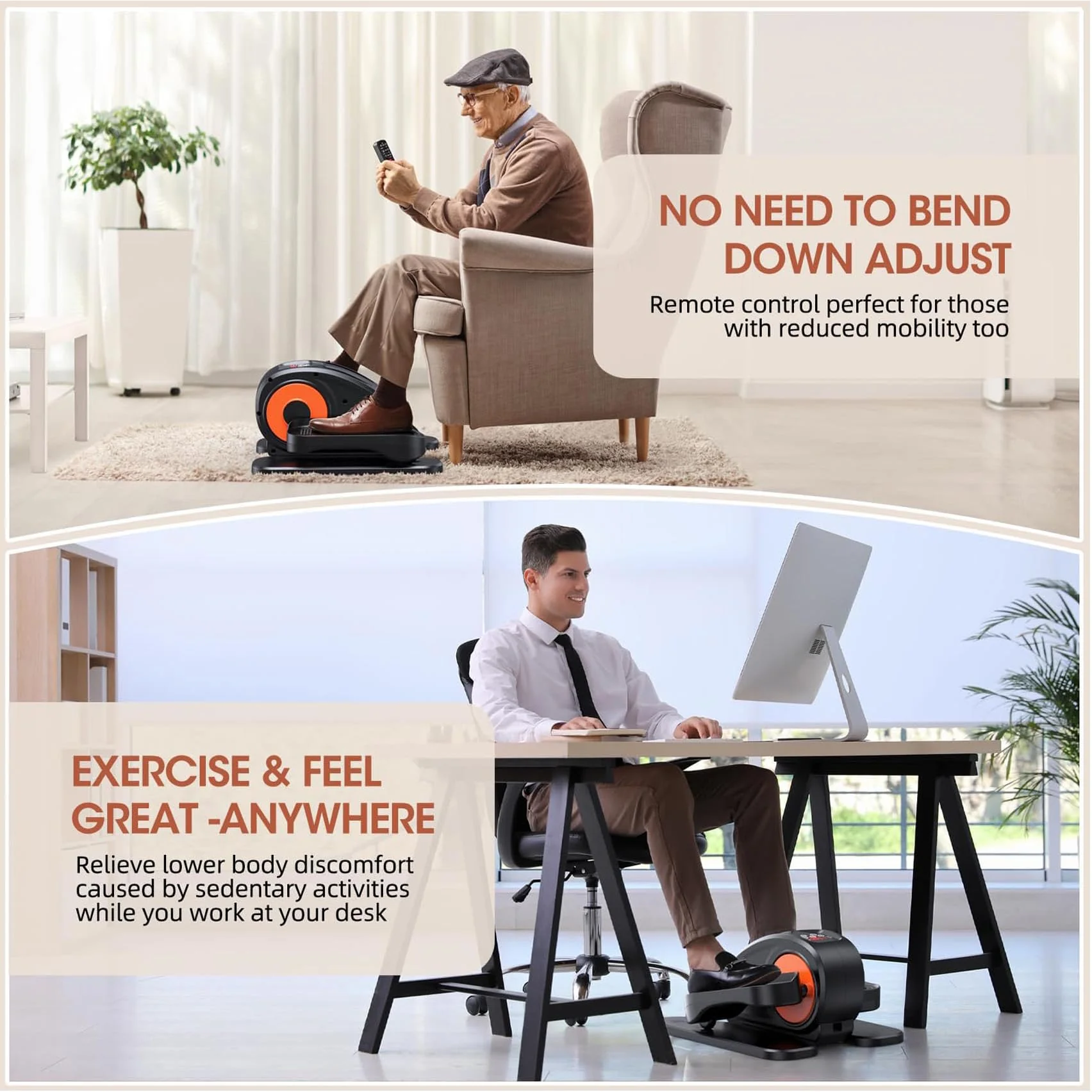 GUGTTR Under Desk Elliptical, Electric Seated Pedal Exerciser, Compact & Quiet, 2-in-1 Modes, No Installation, Ideal for Office & Seniors