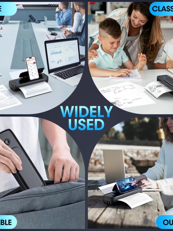Gutherren Wireless Portable Printer, Bluetooth, Inkless, Supports 8.5"x11" & More, 4200mAh Battery, Compact for Travel
