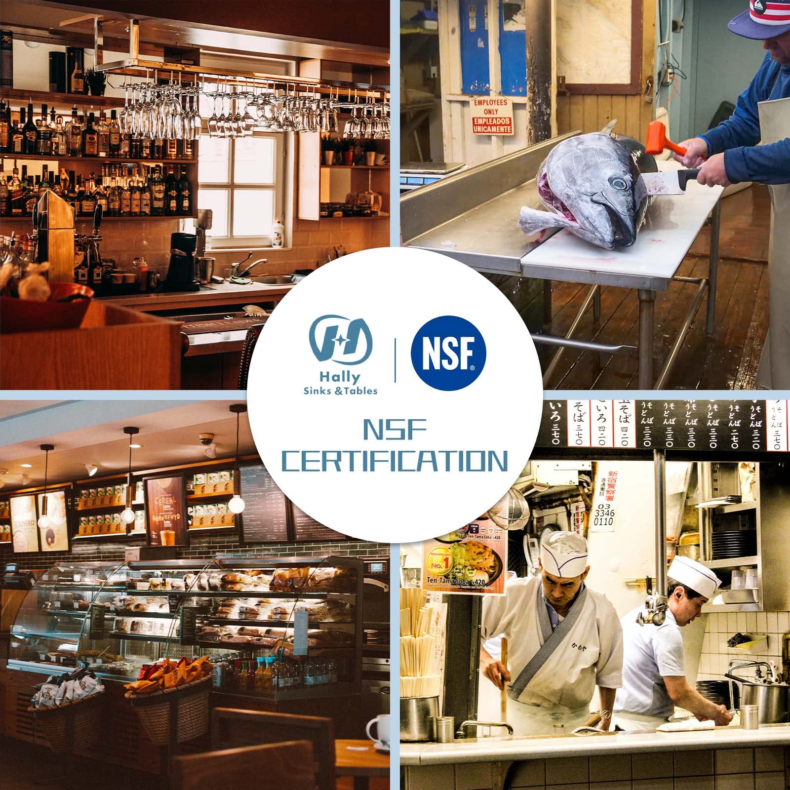 HALLY Stainless Steel Prep & Work Table 24x60 Inch, Adjustable, NSF Certified, Commercial Grade