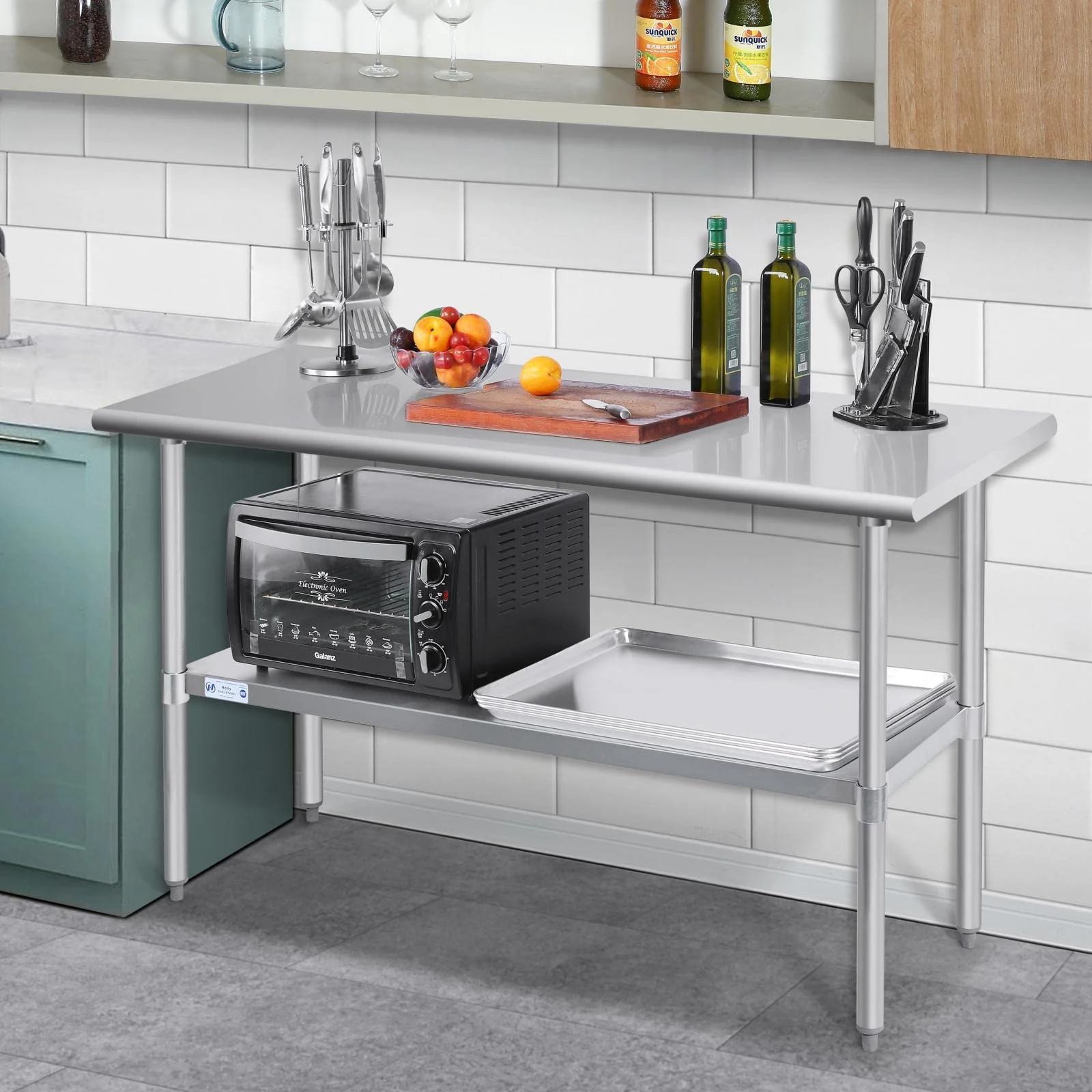 HALLY Stainless Steel Prep & Work Table 24x60 Inch, Adjustable, NSF Certified, Commercial Grade