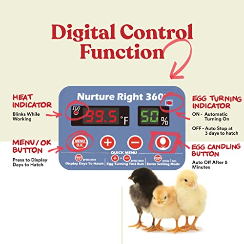 Harris Farms Nurture Right 360° Egg Incubator, 22 Egg Capacity, Automatic Turner, Humidity Control