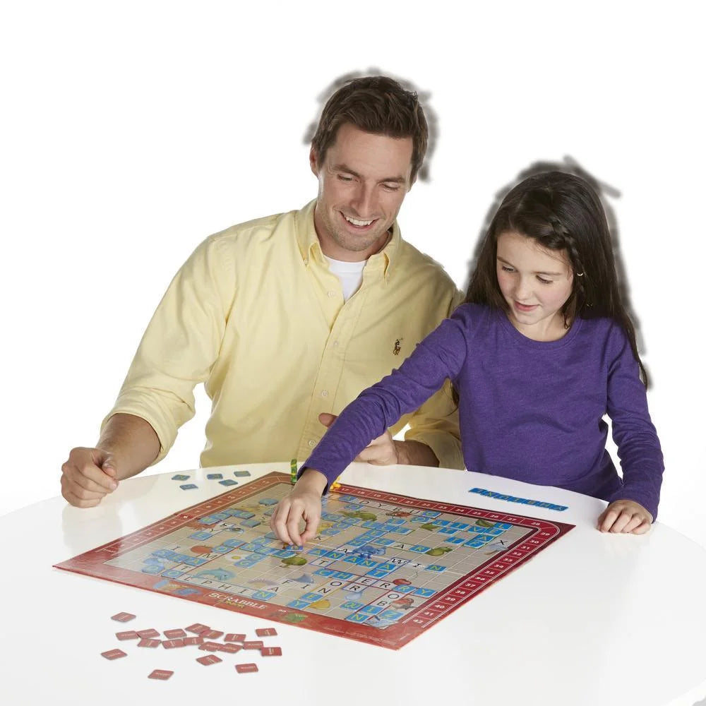 Hasbro Scrabble Junior Board Game, Educational & Fun, Ages 5+, 2-4 Players, Double-Sided Board