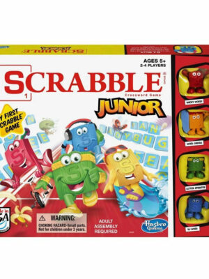 Hasbro Scrabble Junior Board Game, Educational & Fun, Ages 5+, 2-4 Players, Double-Sided Board