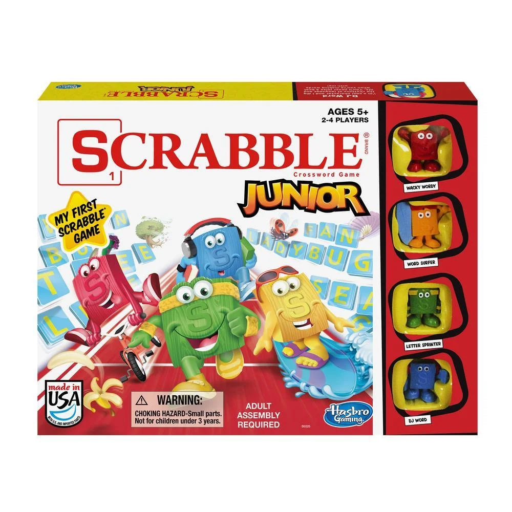 Hasbro Scrabble Junior Board Game, Educational & Fun, Ages 5+, 2-4 Players, Double-Sided Board
