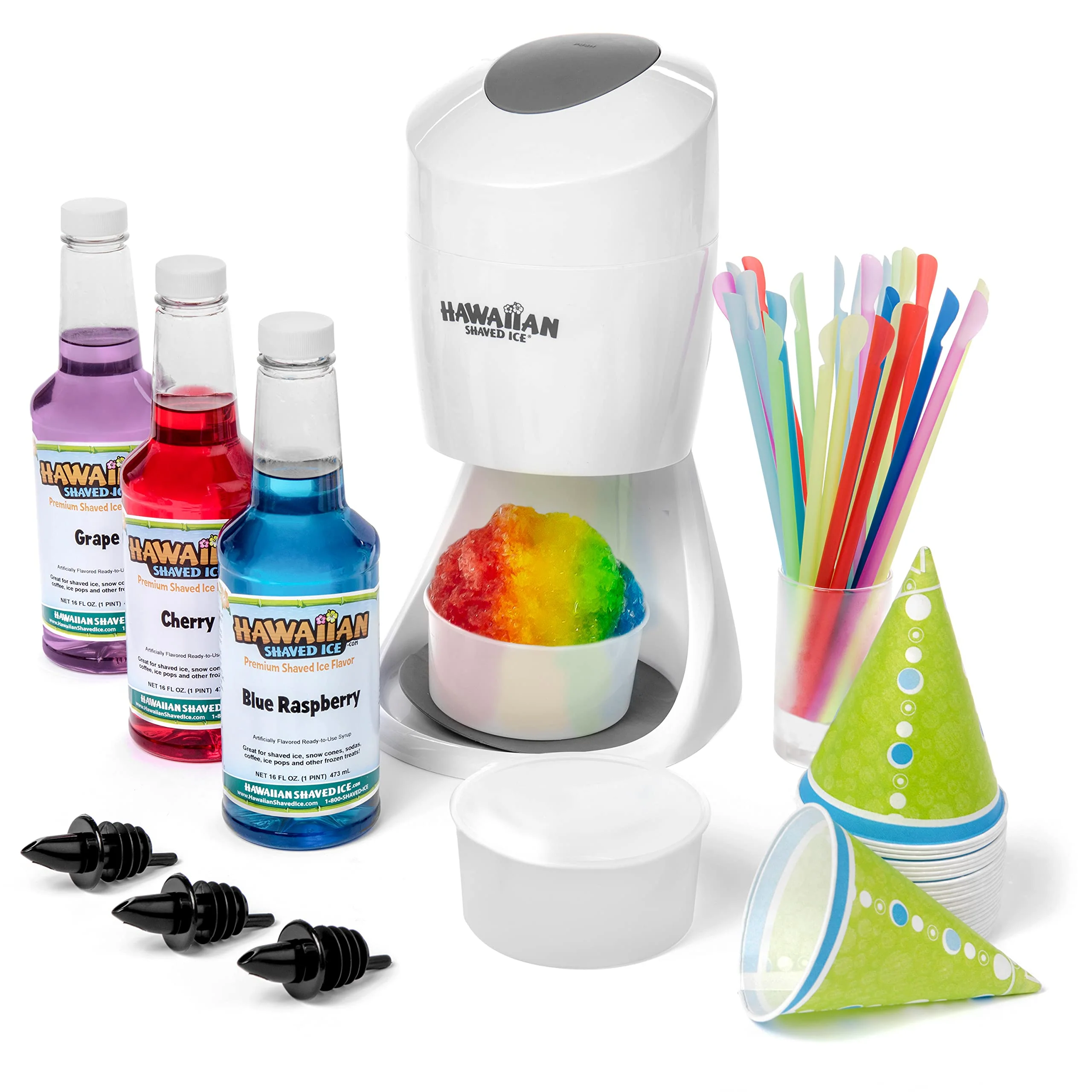 Hawaiian Shaved Ice Machine Kit - Easy-to-Use Snow Cone Maker with Syrups & Accessories