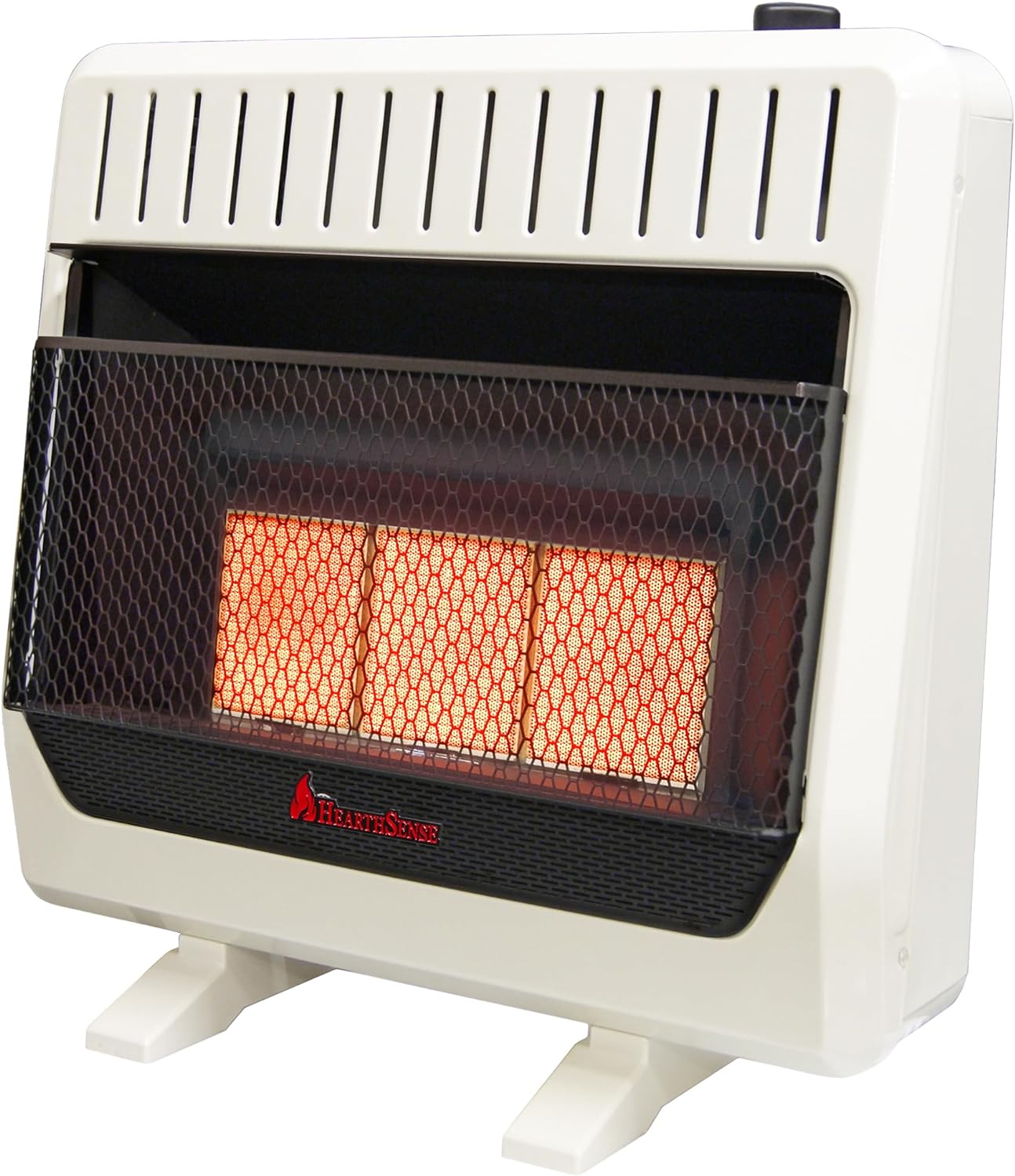 HearthSense Ventless Dual Fuel Infrared Heater, 30,000 BTU, Thermostat Control, Wall/Floor Mount, White