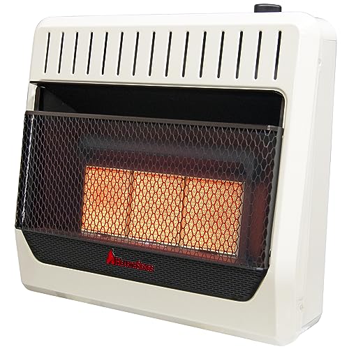 HearthSense Ventless Dual Fuel Infrared Heater, 30,000 BTU, Thermostat Control, Wall/Floor Mount, White