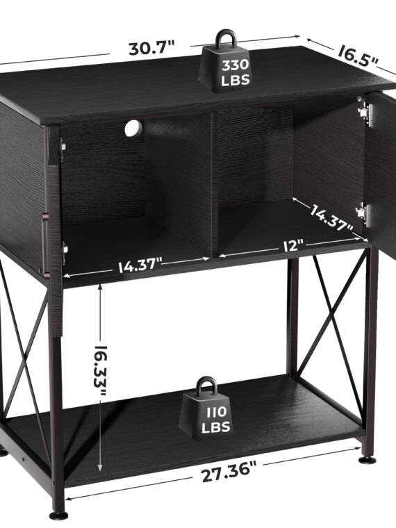 Herture Aquarium Stand for 20-29 Gallon Tanks, 2-in-1 Design, Sturdy Steel & MDF, Black, 30.7"x16.5"