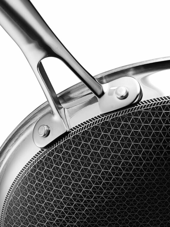 HexClad 10-Inch Hybrid Nonstick Frying Pan, Stainless Steel, Induction & Oven Safe, Stay-Cool Handle, Dishwasher Safe