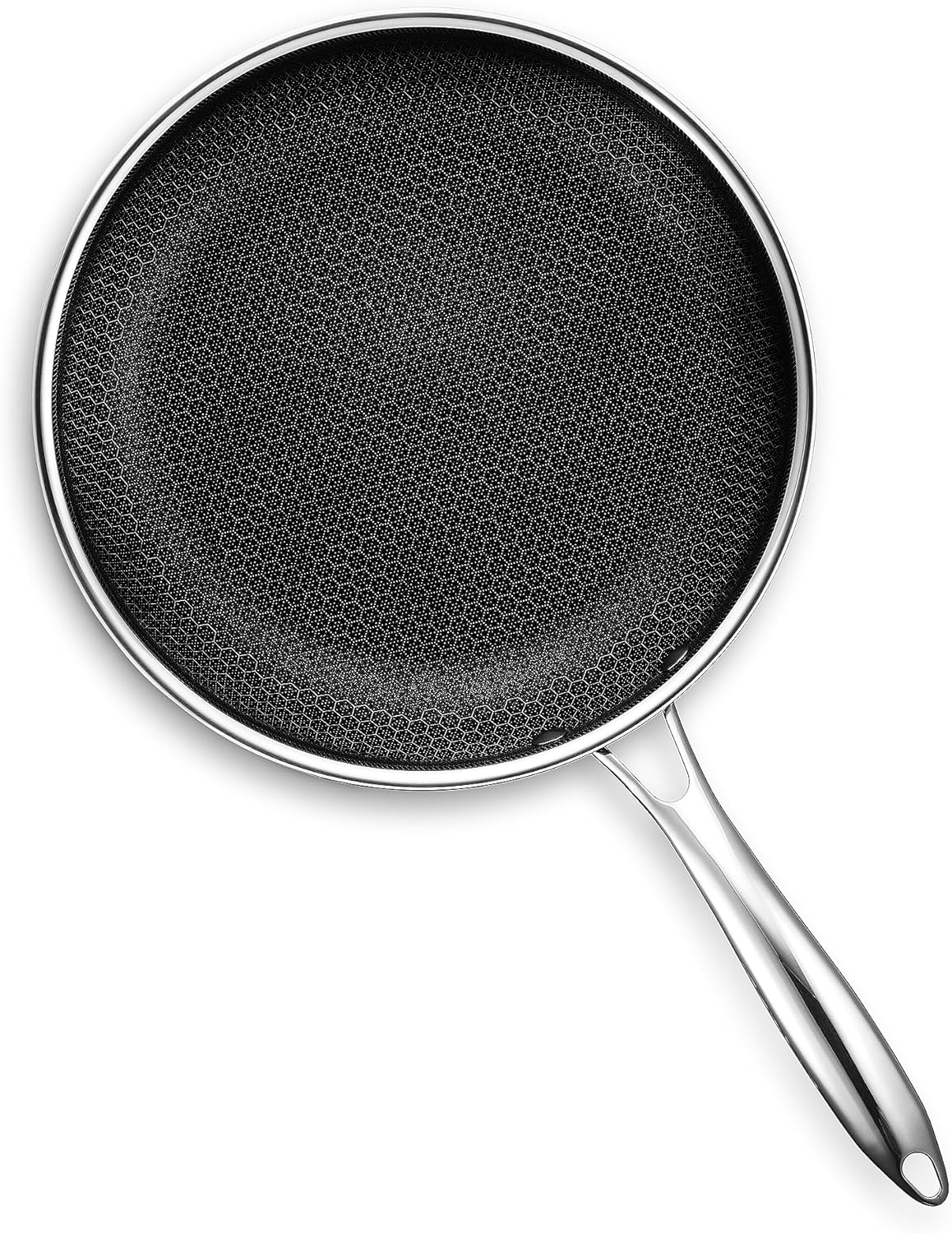 HexClad 10-Inch Hybrid Nonstick Frying Pan, Stainless Steel, Induction & Oven Safe, Stay-Cool Handle, Dishwasher Safe