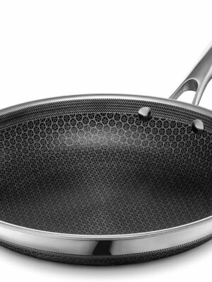 HexClad 10-Inch Hybrid Nonstick Frying Pan, Stainless Steel, Induction & Oven Safe, Stay-Cool Handle, Dishwasher Safe