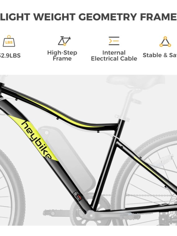 Heybike Race Max 500W Electric Bike for Adults, 48V Battery, 27.5” Tires, 7-Speed, Black