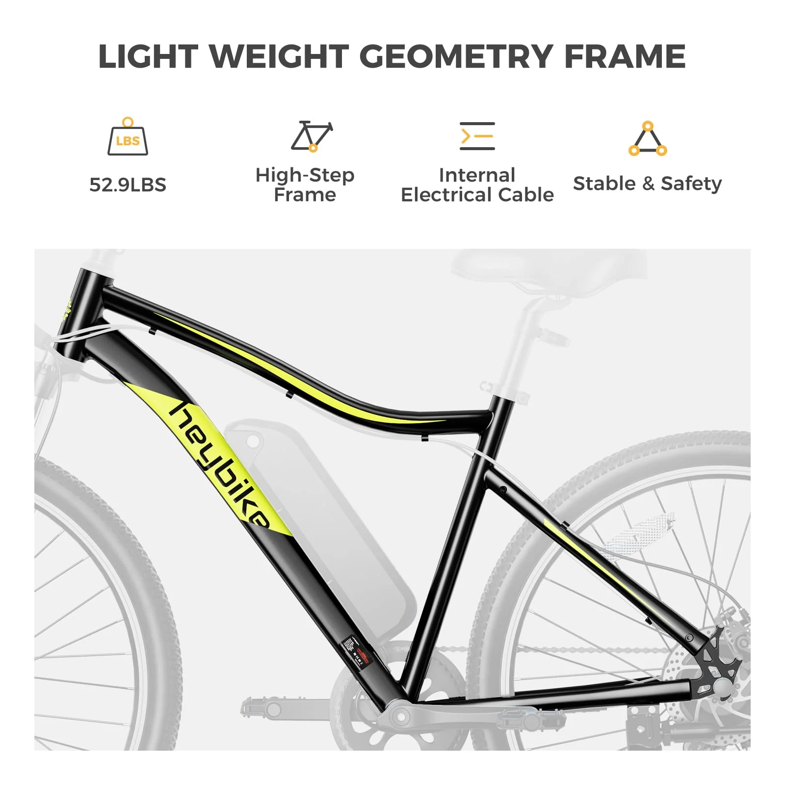 Heybike Race Max 500W Electric Bike for Adults, 48V Battery, 27.5” Tires, 7-Speed, Black