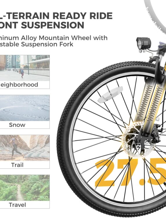 Heybike Race Max 500W Electric Bike for Adults, 48V Battery, 27.5” Tires, 7-Speed, Black