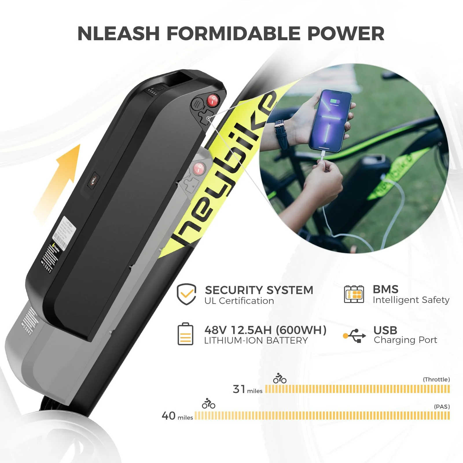 Heybike Race Max 500W Electric Bike for Adults, 48V Battery, 27.5” Tires, 7-Speed, Black