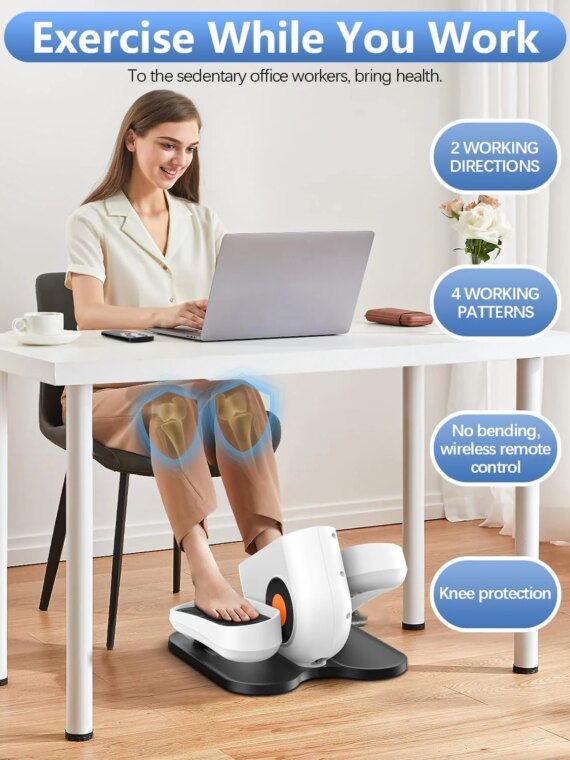 HJDFGSS Under Desk Elliptical Machine with Auto & Manual Modes, Quiet Operation, Non-Slip Pedals, Ideal for Seniors, Home & Office Fitness