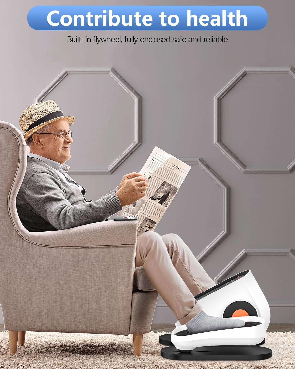 HJDFGSS Under Desk Elliptical Machine with Auto & Manual Modes, Quiet Operation, Non-Slip Pedals, Ideal for Seniors, Home & Office Fitness