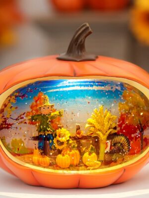 HOLYHOM Santa Claus Candy Shop Snow Globe Lantern with Timer & Music, Christmas Decoration