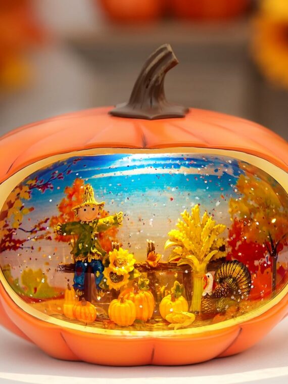 HOLYHOM Santa Claus Candy Shop Snow Globe Lantern with Timer & Music, Christmas Decoration