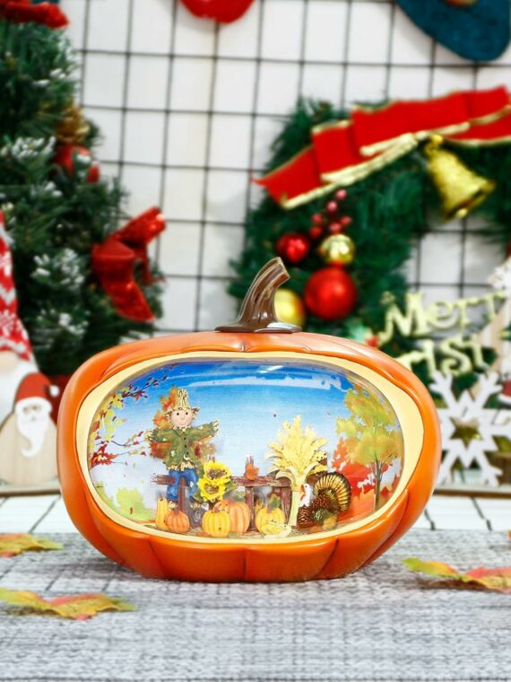 HOLYHOM Santa Claus Candy Shop Snow Globe Lantern with Timer & Music, Christmas Decoration