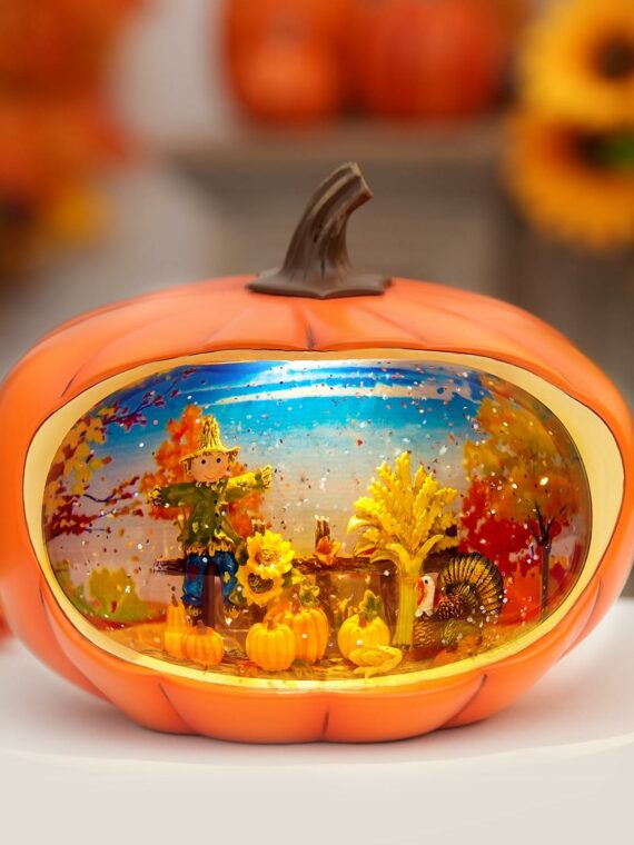 HOLYHOM Santa Claus Candy Shop Snow Globe Lantern with Timer & Music, Christmas Decoration