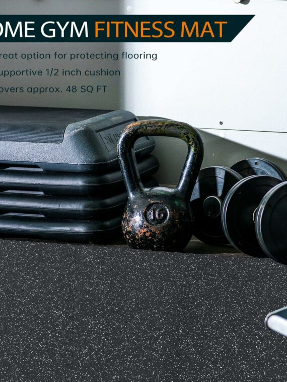 Holymus Exercise Gym Mats 1/2" Thick, 48 Sq Ft, Non-Slip Rubber & EVA Foam, Interlocking Tiles for Home Gym