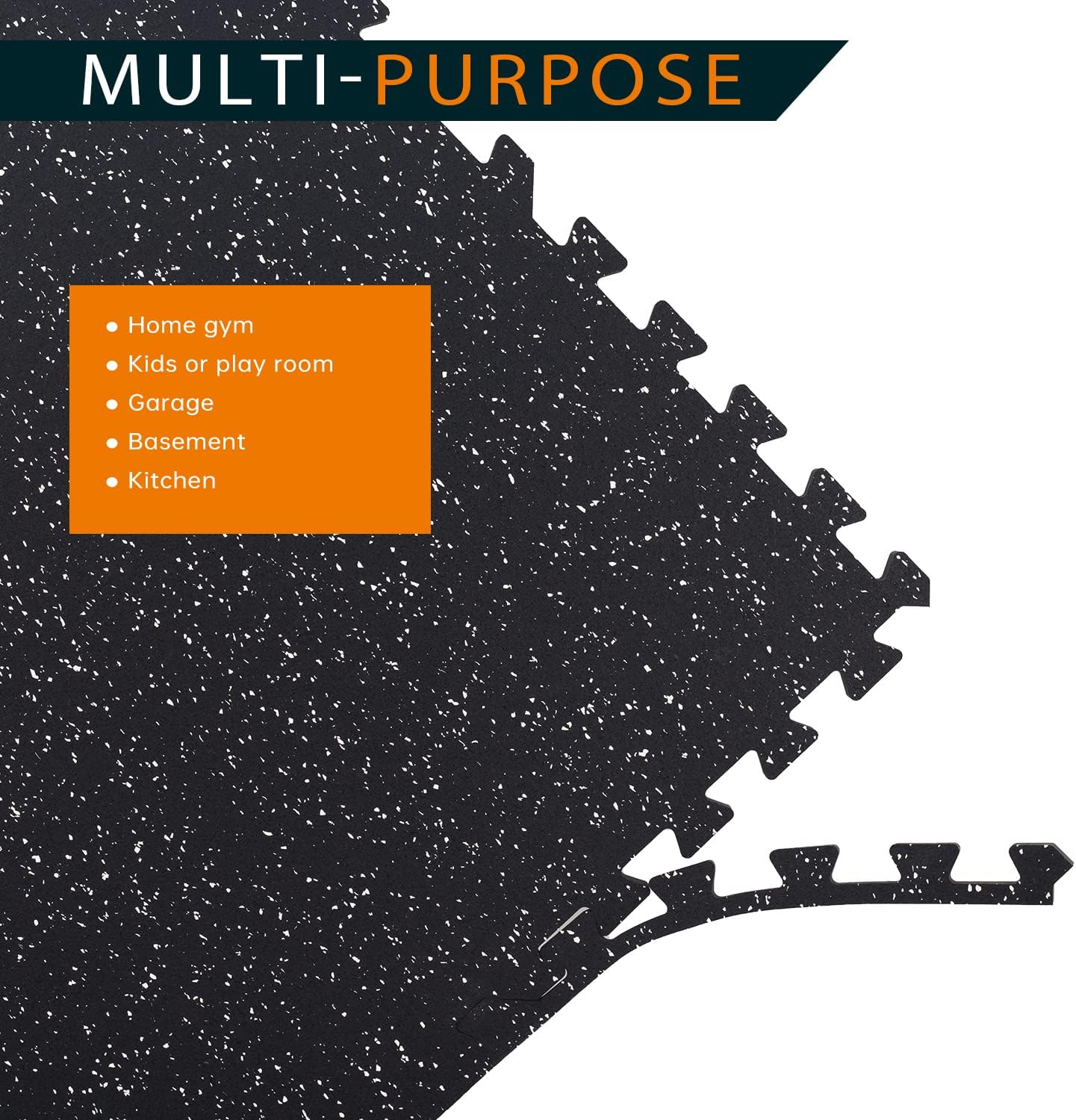 Holymus Exercise Gym Mats 1/2" Thick, 48 Sq Ft, Non-Slip Rubber & EVA Foam, Interlocking Tiles for Home Gym