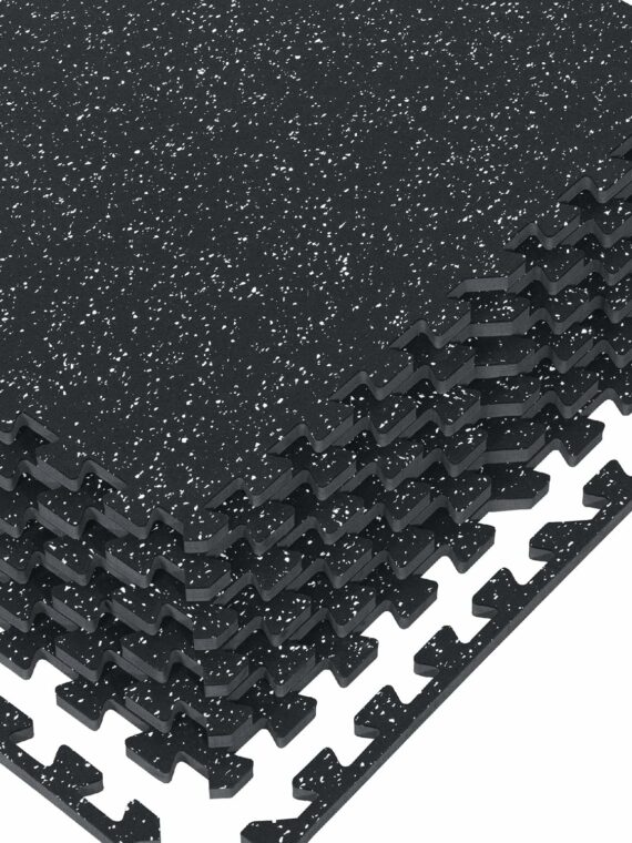 Holymus Exercise Gym Mats 1/2" Thick, 48 Sq Ft, Non-Slip Rubber & EVA Foam, Interlocking Tiles for Home Gym