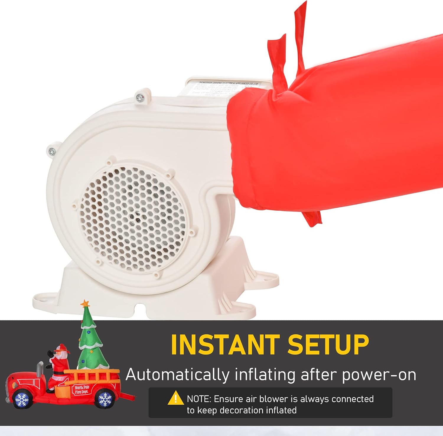 HOMCOM 7.5ft Christmas Inflatable Santa Fire Truck with LED Lights, Outdoor Yard Decoration